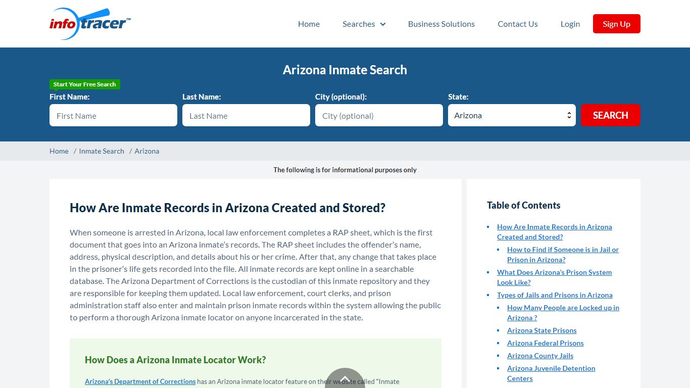Arizona ADC Prison Inmate Data Search And Lookup - InfoTracer